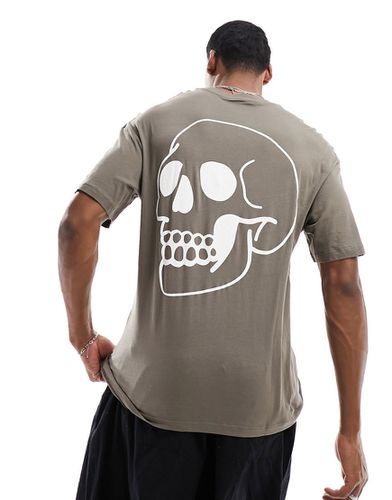 T-shirt oversize à imprimé tête de mort dans le dos - Taupe - Jack & Jones - Modalova