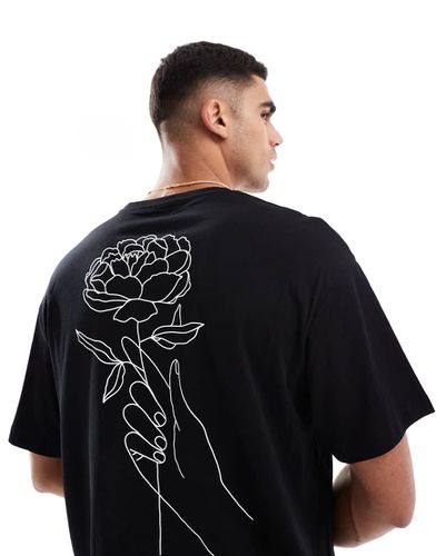 T-shirt oversize avec imprimé fleur dans le dos - Jack & Jones - Modalova