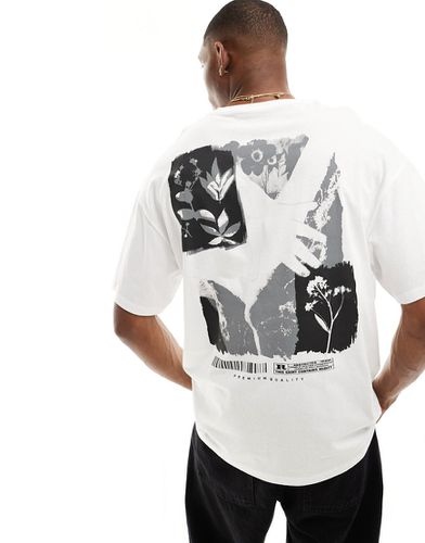 T-shirt oversize avec imprimé fleur noir et au dos - Jack & Jones - Modalova