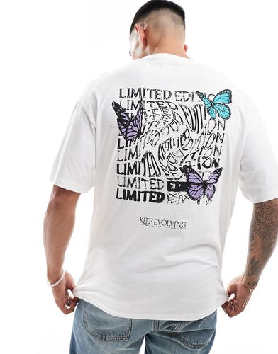 T-shirt oversize avec imprimé papillons au dos - Jack & Jones - Modalova