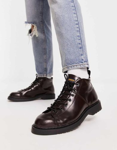 Bottines lacées en cuir - Bordeaux - Jack & Jones - Modalova