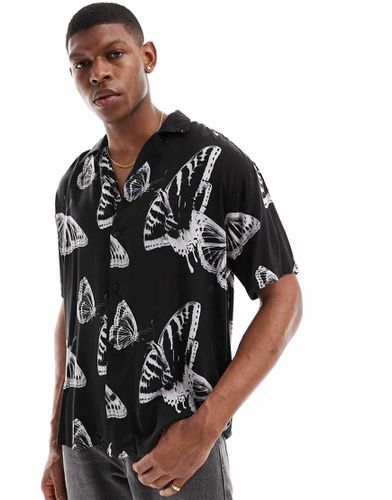 Chemise oversize à revers avec imprimé papillon - Noir - Jack & Jones - Modalova