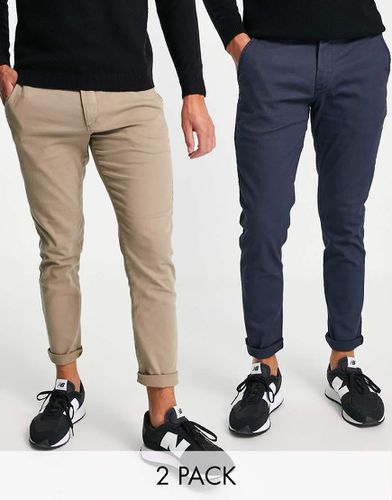 Intelligence - Lot de 2 pantalons chino - Beige et bleu marine - Jack & Jones - Modalova