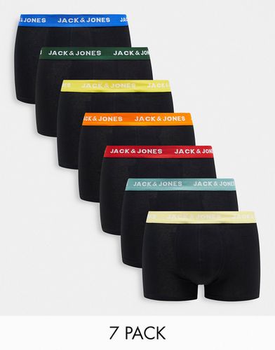 Lot de 7 boxers à bande colorée à la taille - Noir - Jack & Jones - Modalova