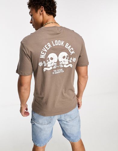 Originals - T-shirt avec imprimé crânes au dos - Marron - Jack & Jones - Modalova