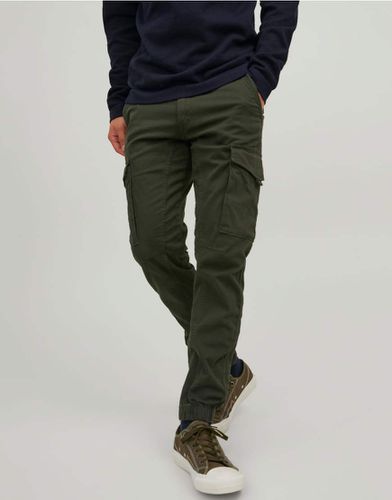 Paul - Pantalon cargo fuselé en jersey - Olive - Jack & Jones - Modalova