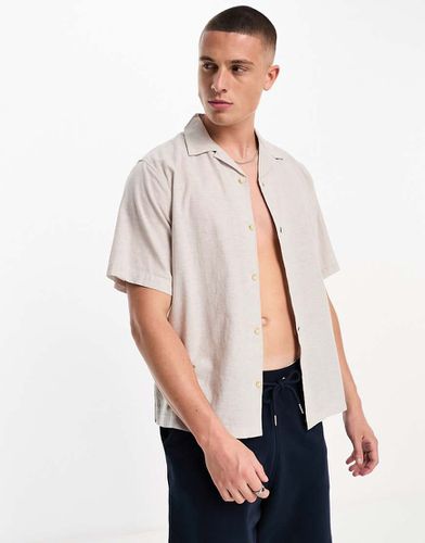 Premium - Chemise en lin mélangé avec col à revers - Beige - Jack & Jones - Modalova