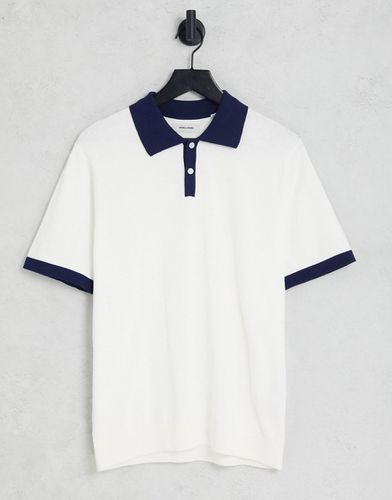 Premium - Polo en tricot avec liseré bleu marine - Ecru - Jack & Jones - Modalova