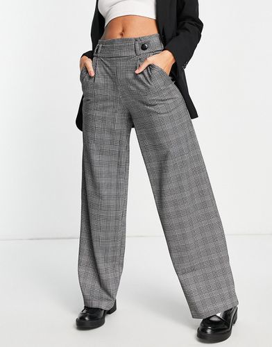 Pantalon ample à carreaux avec détail boutonné - Noir et blanc - Jdy - Modalova