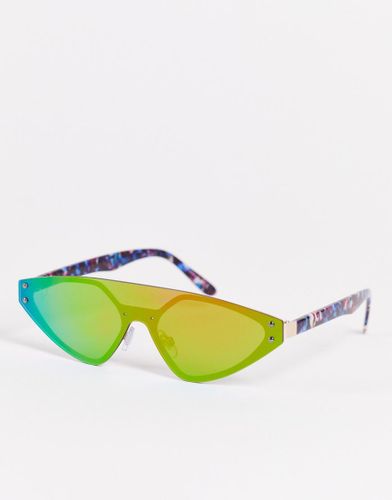 Lunettes de soleil angulaires style masque avec verres effet miroir - Jeepers Peepers - Modalova