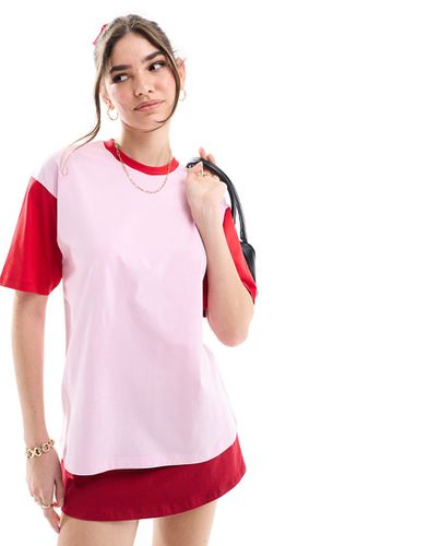 T-shirt oversize effet color block - Rouge et rose - Jjxx - Modalova