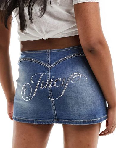 Jupe ultra-courte en jean stretch avec strass - moyen - Juicy Couture - Modalova