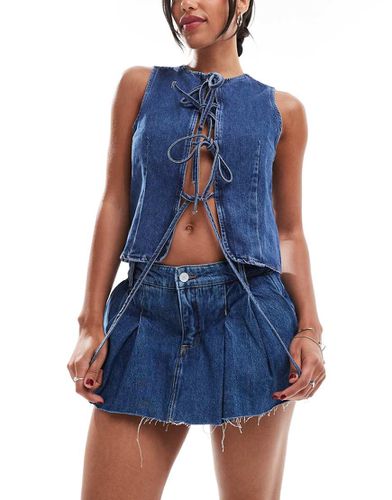 Jupe-short courte en jean à pinces - indigo délavé - Only - Modalova