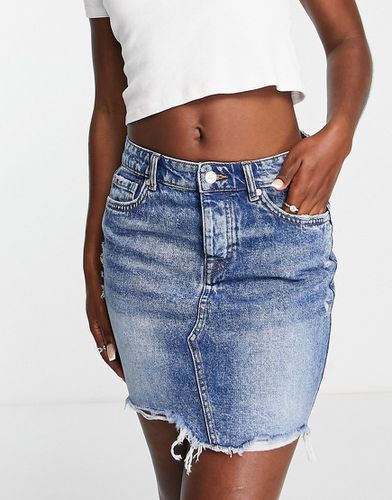 Mini-jupe en jean avec ourlet brut - Délavage moyen - Only - Modalova