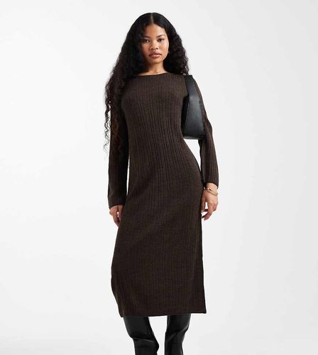 Robe longueur mollet en maille - Marron chocolat - Only Petite - Modalova
