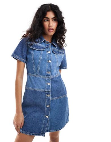 Robe courte à manches courtes en jean effet patchwork - Only - Modalova