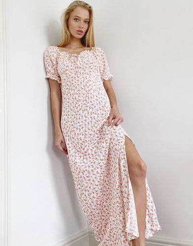 Robe longue style milkmaid - Imprimé petites fleurs rose - Only - Modalova