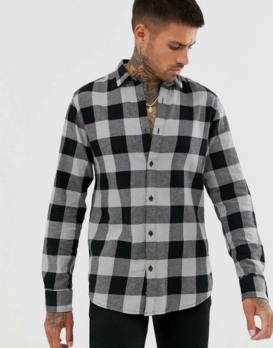 Chemise ajustée en coton brossé à carreaux - Noir - Only & Sons - Modalova