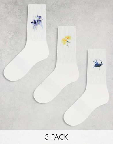 Lot de 3 paires de chaussettes de tennis à imprimé fleurs - Only & Sons - Modalova