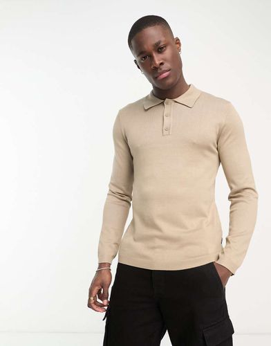 Polo en maille à manches longues - Beige - Only & Sons - Modalova