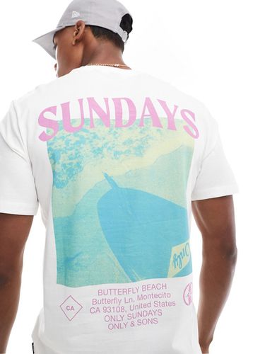 T-shirt coupe classique avec imprimé Sundays au dos - Only & Sons - Modalova