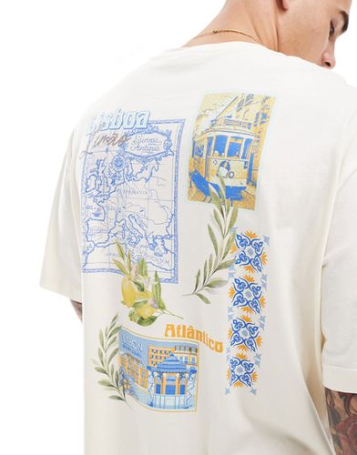 T-shirt ultra oversize avec imprimé carte postale au dos - Beige - Only & Sons - Modalova