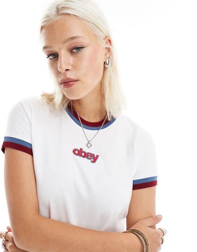 T-shirt griffé style rétro à bords contrastants - Obey - Modalova
