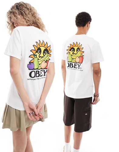 T-shirt unisexe avec imprimé soleil et fruits au dos - Obey - Modalova