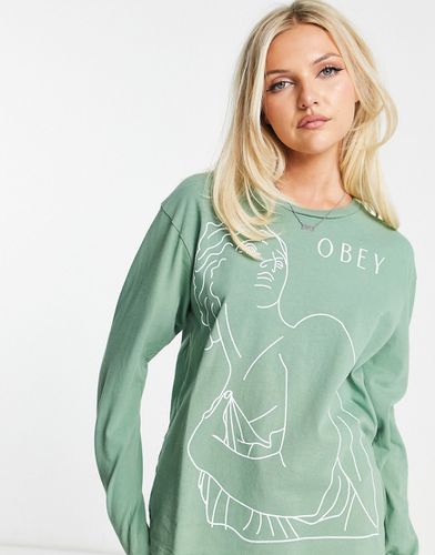 Covet - T-shirt imprimé à manches longues - jade - Obey - Modalova