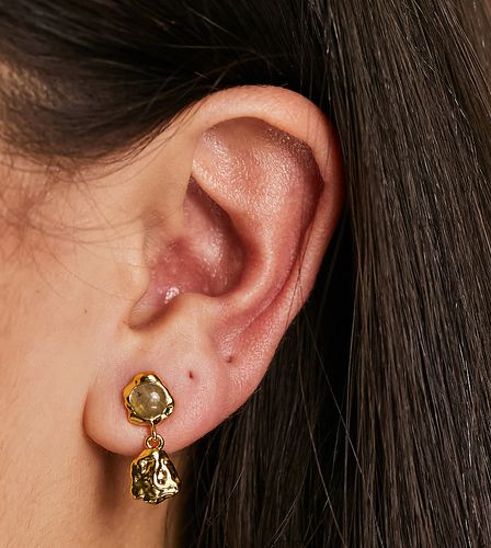 Boucles d'oreilles effet fondu en plaqué or avec pierre labradorite - Orelia - Modalova
