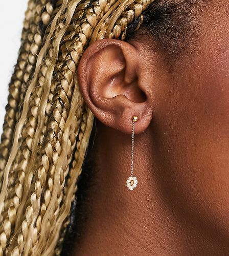Boucles d'oreilles pendantes en plaqué or avec chaîne et fleur en perles - Orelia - Modalova