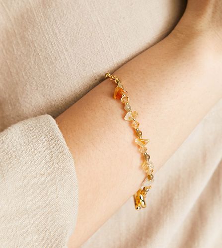 Bracelet de perles et plaquettes avec barre en T en plaqué or - Orelia - Modalova