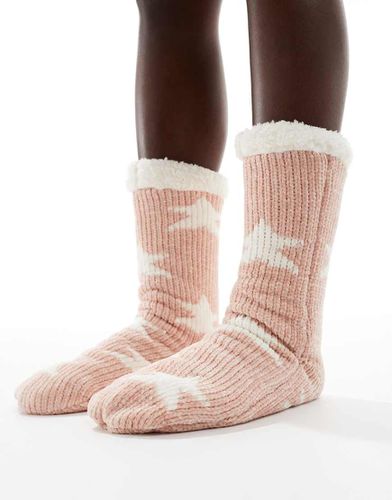 Chaussons-chaussettes confortables en maille torsadée à motif étoile - Loungeable - Modalova