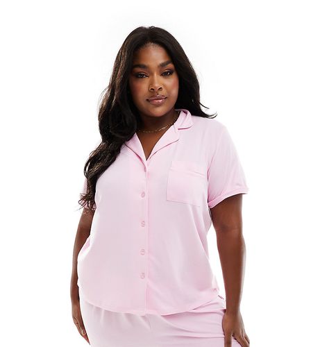 Curve - Pyjama avec chemise à manches courtes et short en jersey - Rose - Loungeable - Modalova