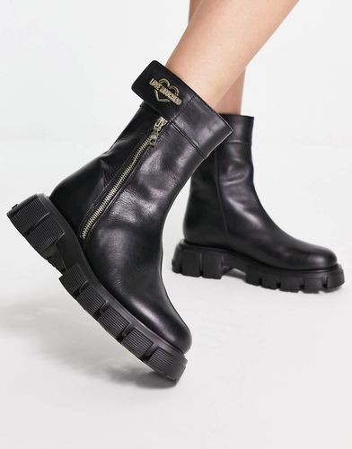 Bottines chunky avec caur doré - Love Moschino - Modalova