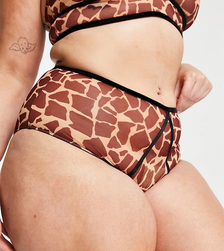 X Francesca Perks - Culotte taille haute d'ensemble en tulle à imprimé girafe - Rouille - Labelrail - Modalova