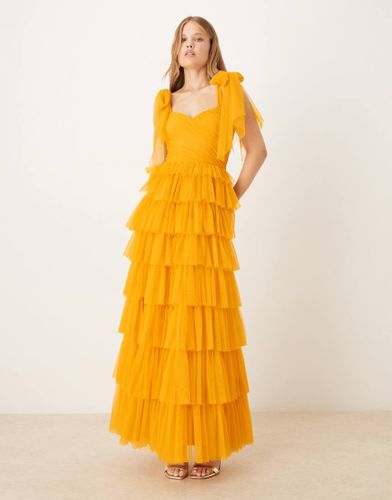 Robe longue en tulle  paules noues - Caramel - Lace & Beads - Modalova