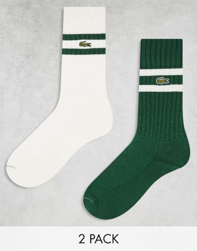 Lot de 2 paires de chaussettes à liserés - Blanc/ - Lacoste - Modalova