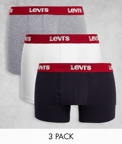 Lot de 3 boxers avec taille contrastante rouge à logo - Noir/gris/blanc - Levi's - Modalova