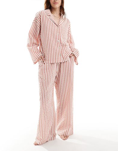 Haut de pyjama en crépon - Corail rayé - Lindex - Modalova