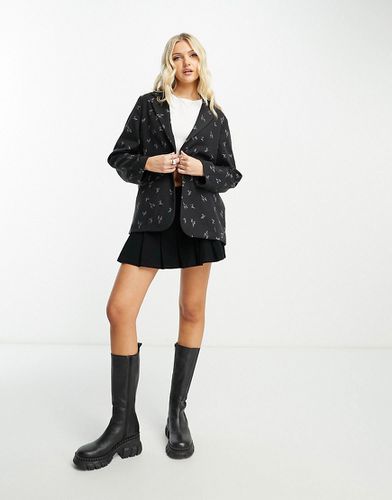 Blazer d'ensemble oversize à imprimé fleuri - Noir - Monki - Modalova