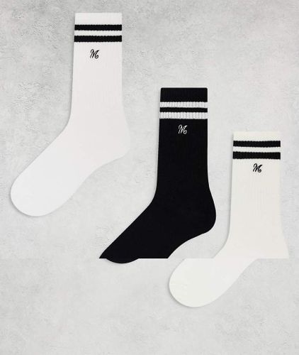 Lot de 3 paires de chaussettes à rayures - Noir et blanc - Monki - Modalova