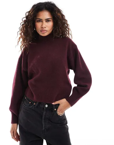 Sweat en maille à col cheminée - Bordeaux - Monki - Modalova