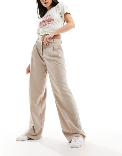 Pantalon large ajusté à taille haute - Beige - Monki - Modalova