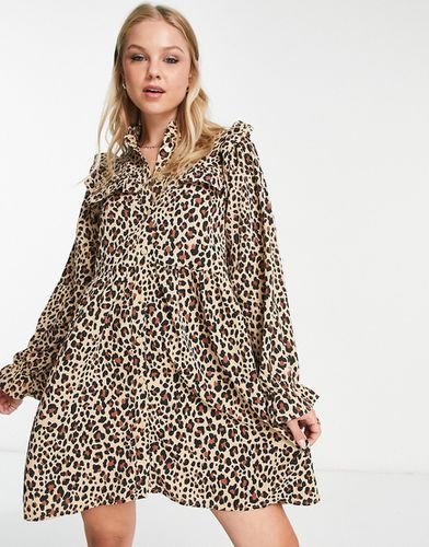 Robe courte à volants et imprimé léopard - Monki - Modalova