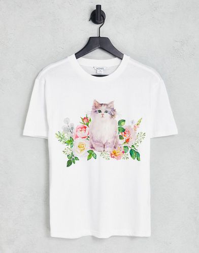 T-shirt oversize avec logo chat et fleurs - Monki - Modalova