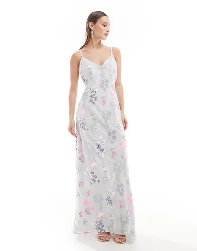 Premium - Robe longue à bretelles et fleurs brodées - Maya - Modalova