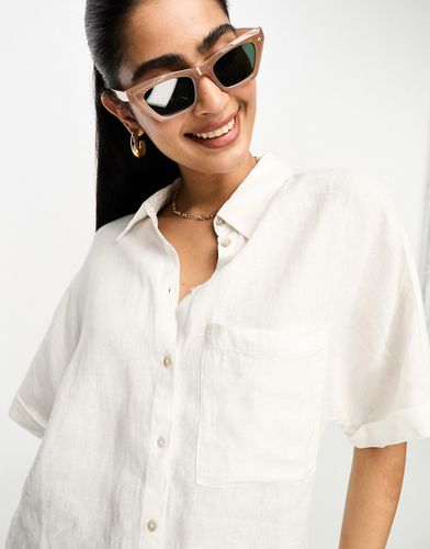 Chemise oversize à manches courtes - Blanc - Mango - Modalova