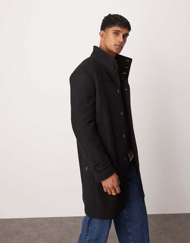 Manteau boutonné mi-long en laine avec col - Mango - Modalova