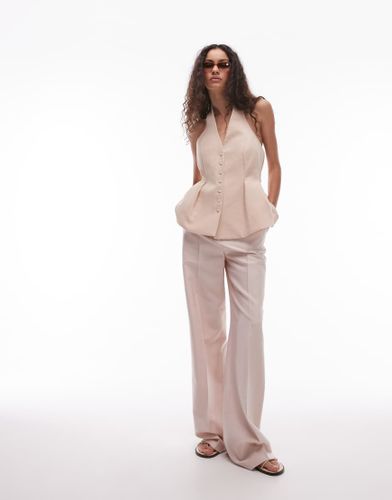 Pantalon d'ensemble ample avec pli marqu  l'avant - ple - Mango - Modalova